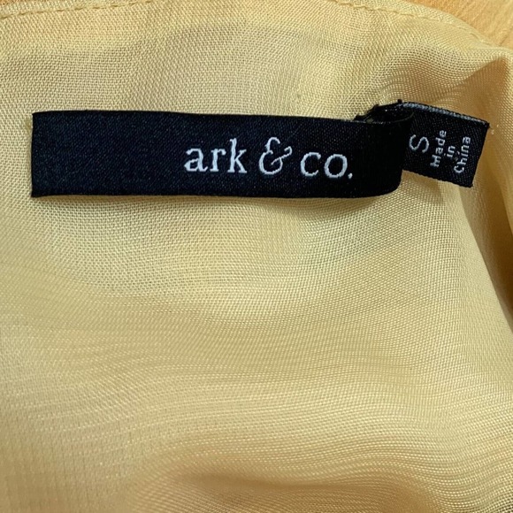 Anthropologie Ark & Co Dress Women's Yellow Tan Sheer Pleated Sleeveless Zip Up - Picture 5 of 8